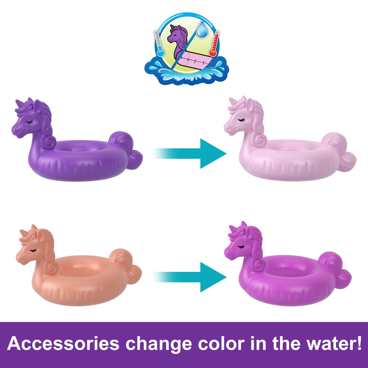Polly Pocket Sparkle Cove Adventure Unicorn Floatie Compact Playset | 2 Micro Dolls & 12 Accessories