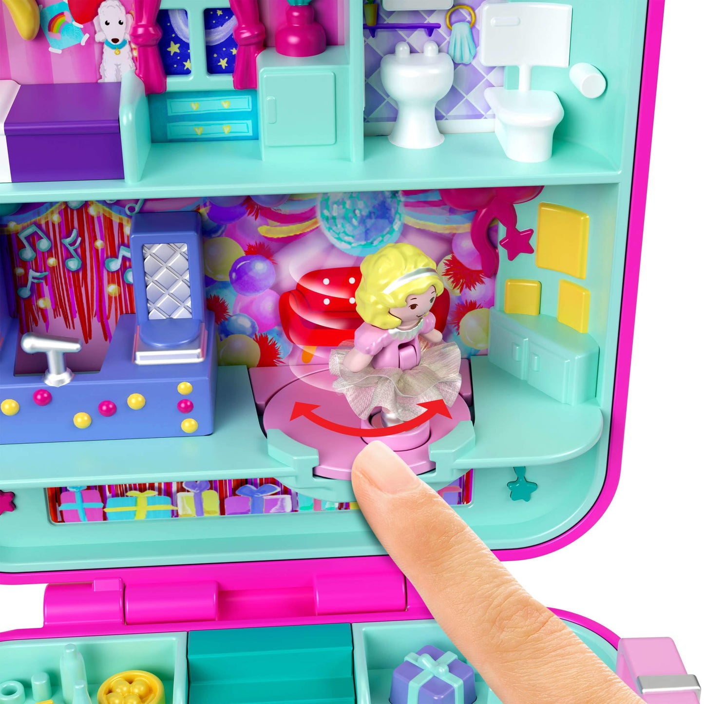 Polly Pocket Mattel 80th Anniversary Tribute Pencil Case Set | 3 Dolls, Pet & Celebration Furniture