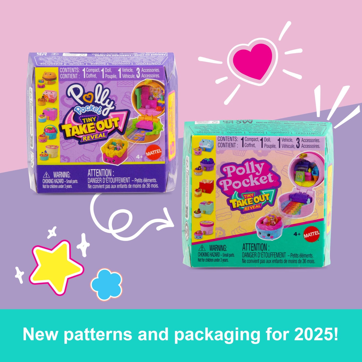 Polly Pocket Tiny Take Out Reveal: Food-Themed Vehicle Compacts & Dolls