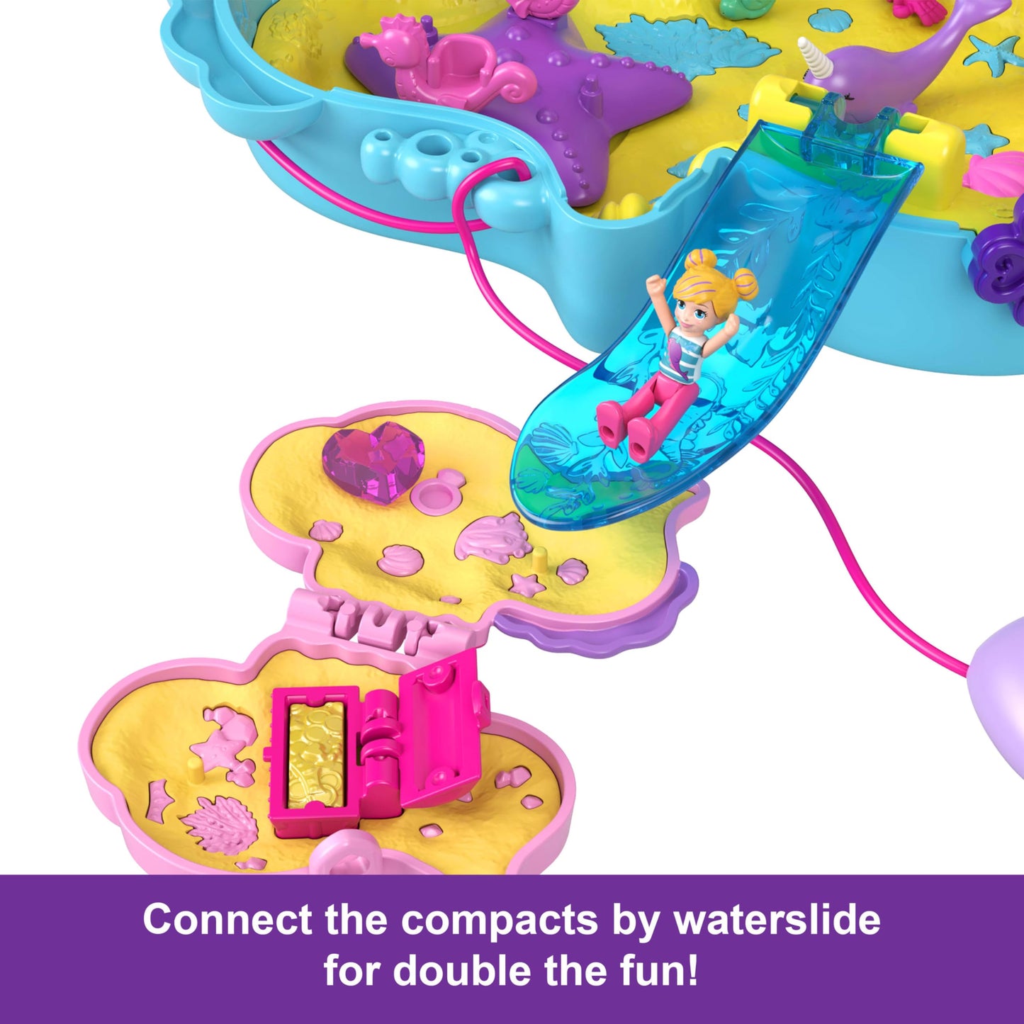 Polly Pocket Daddy & Me Seahorse Purse Playset – 2-in-1 Ocean Adventure with Dolls