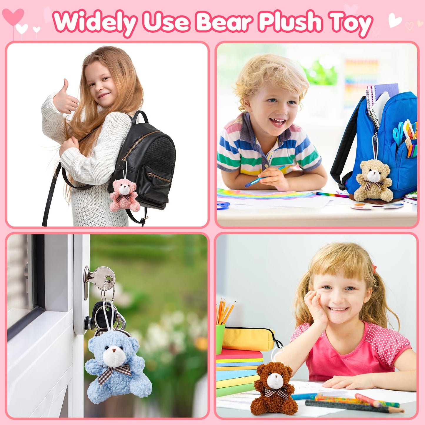 Polokping Valentines Day Cards for Kids – 24-Pack Plush Bear Keychains & Card Set