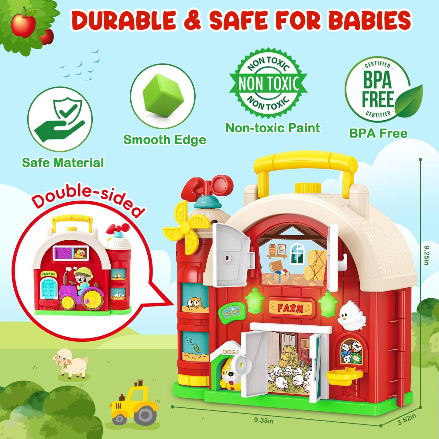 Polokping Montessori Farm Busy Board – 54+ Activities for Toddlers 1-3