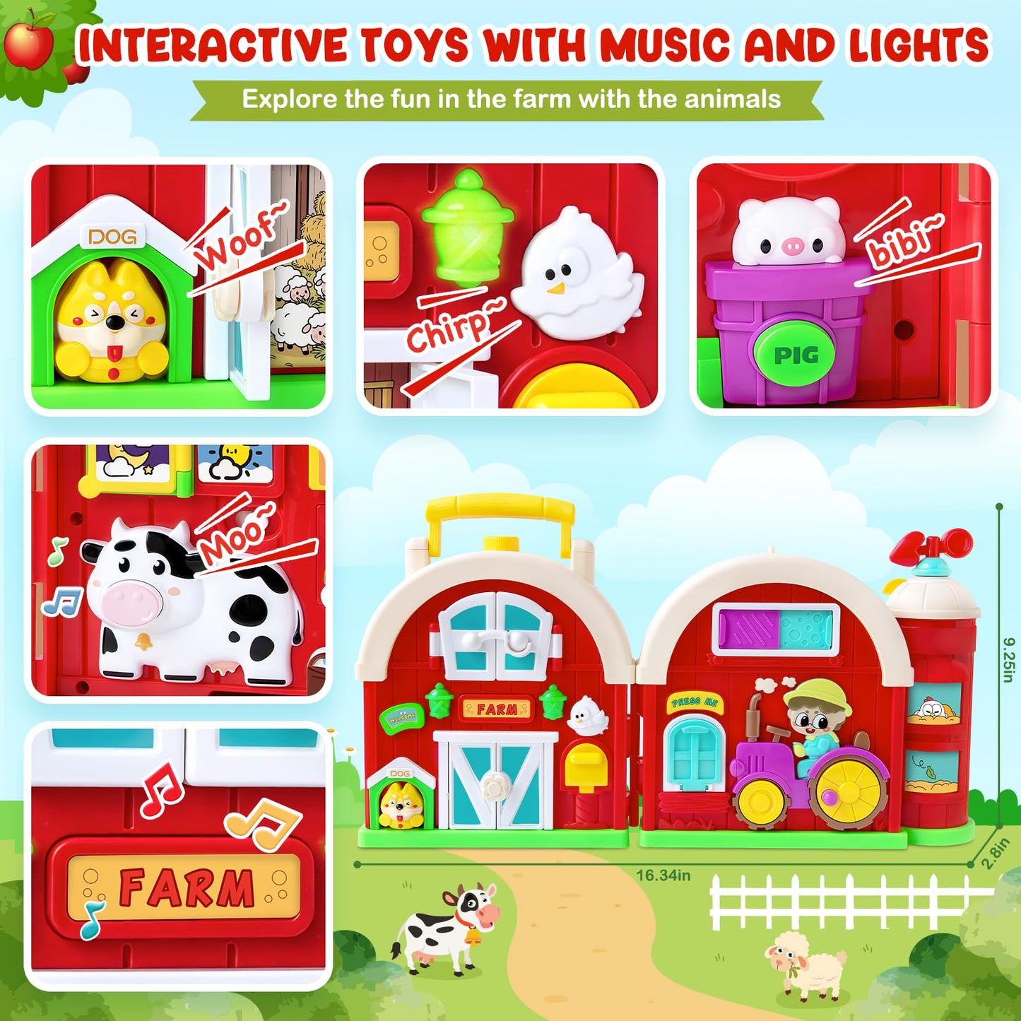 Polokping Montessori Farm Busy Board – 54+ Activities for Toddlers 1-3