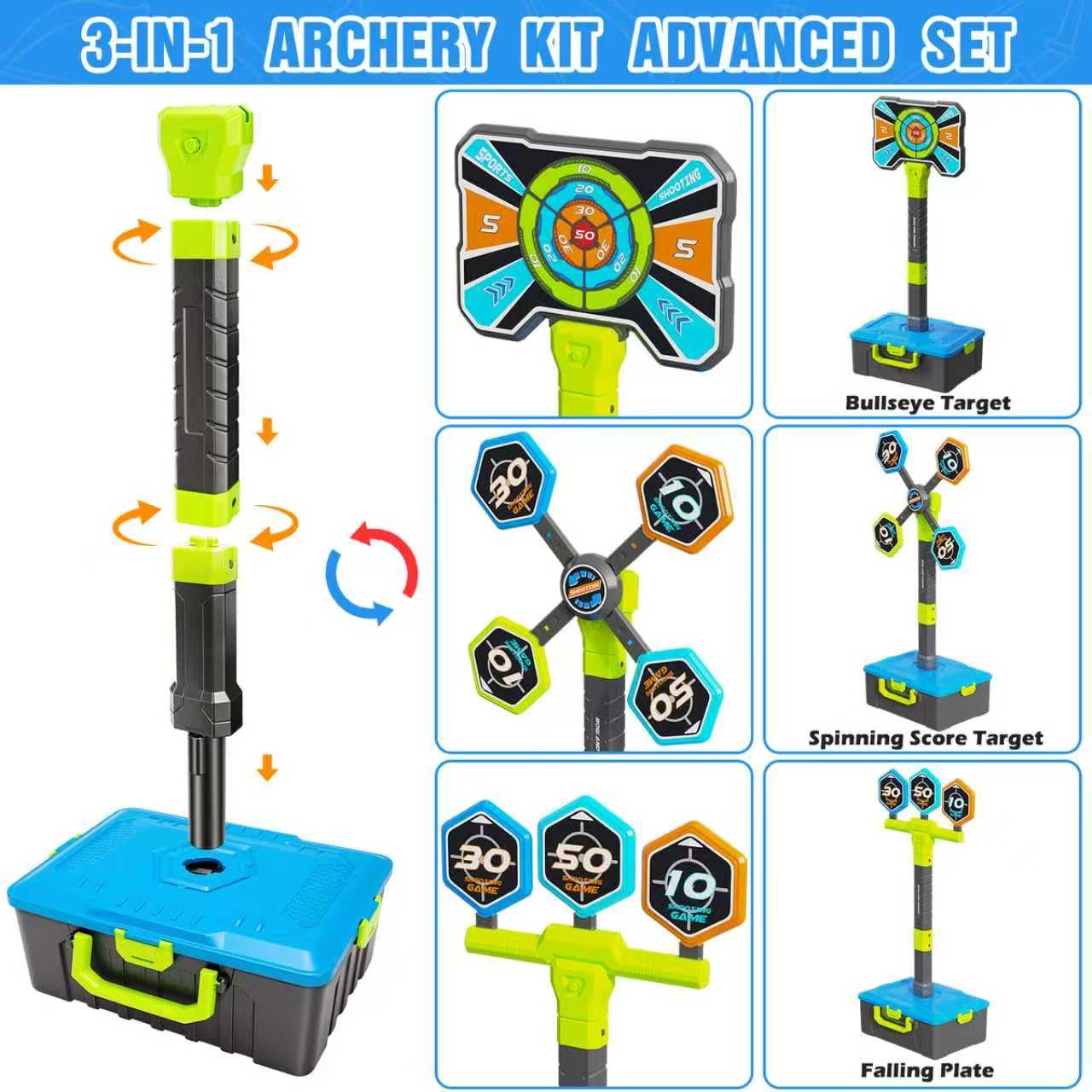 Polokping 2-Pack LED Bow & Arrow Toy Set — 12 Arrows, 4 Targets, Quivers & Storage