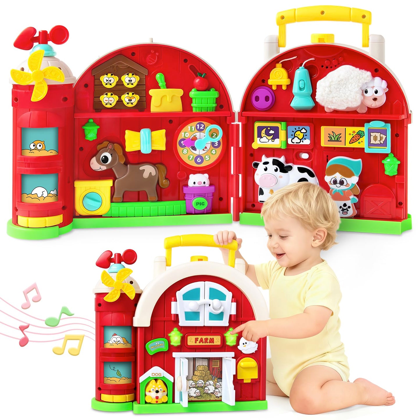 Polokping Montessori Farm Busy Board – 54+ Activities for Toddlers 1-3