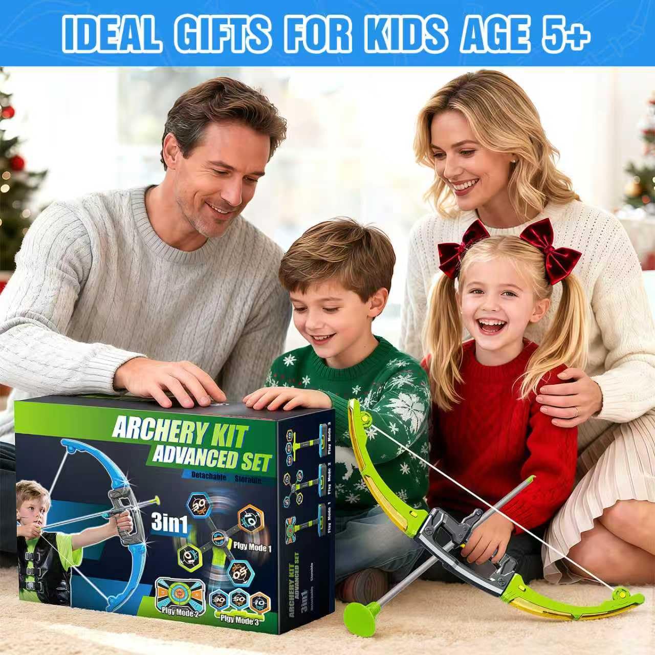 Polokping 2-Pack LED Bow & Arrow Toy Set — 12 Arrows, 4 Targets, Quivers & Storage