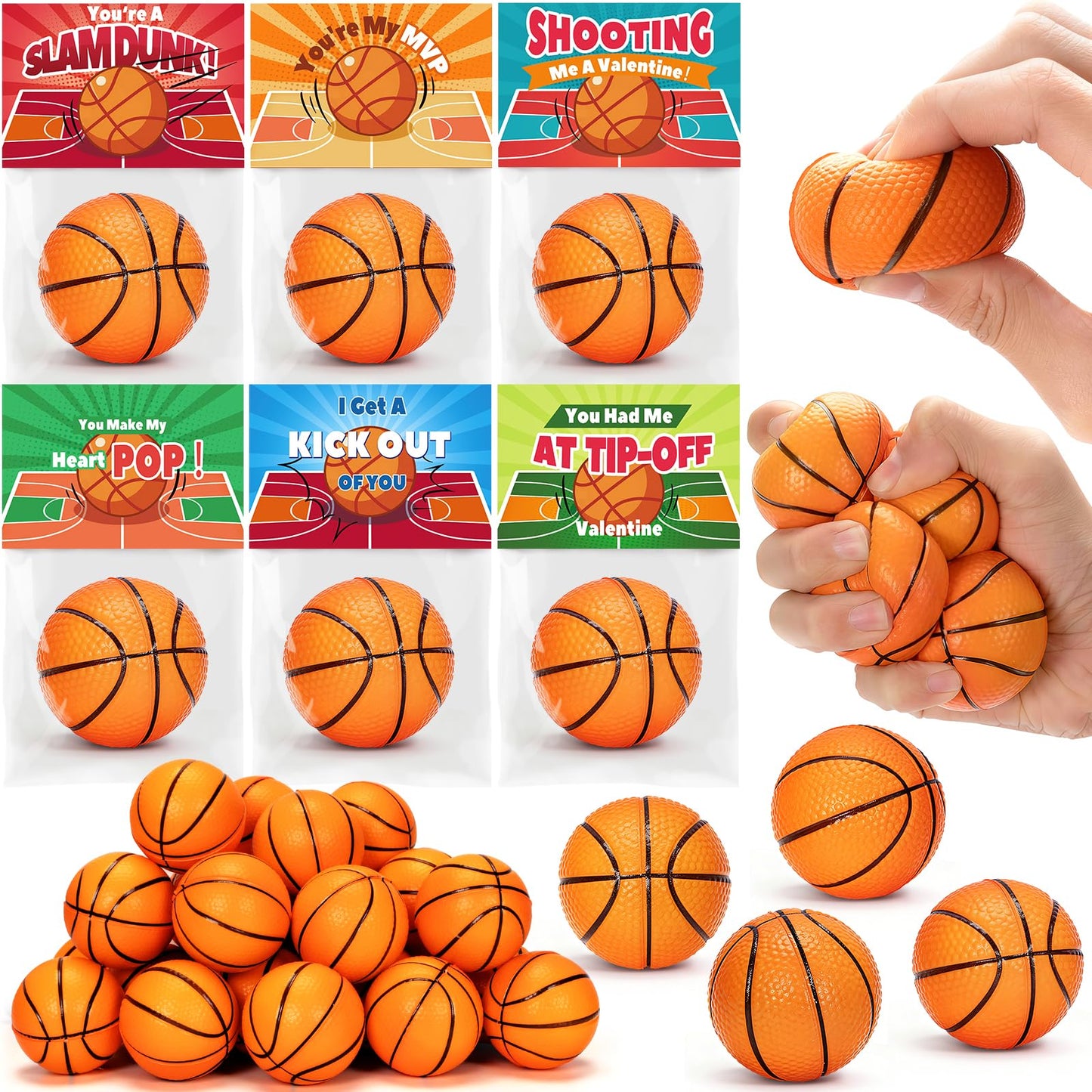 Valentine's Day Gifts for Kids – 28 Mini Foam Basketball Cards | polokping