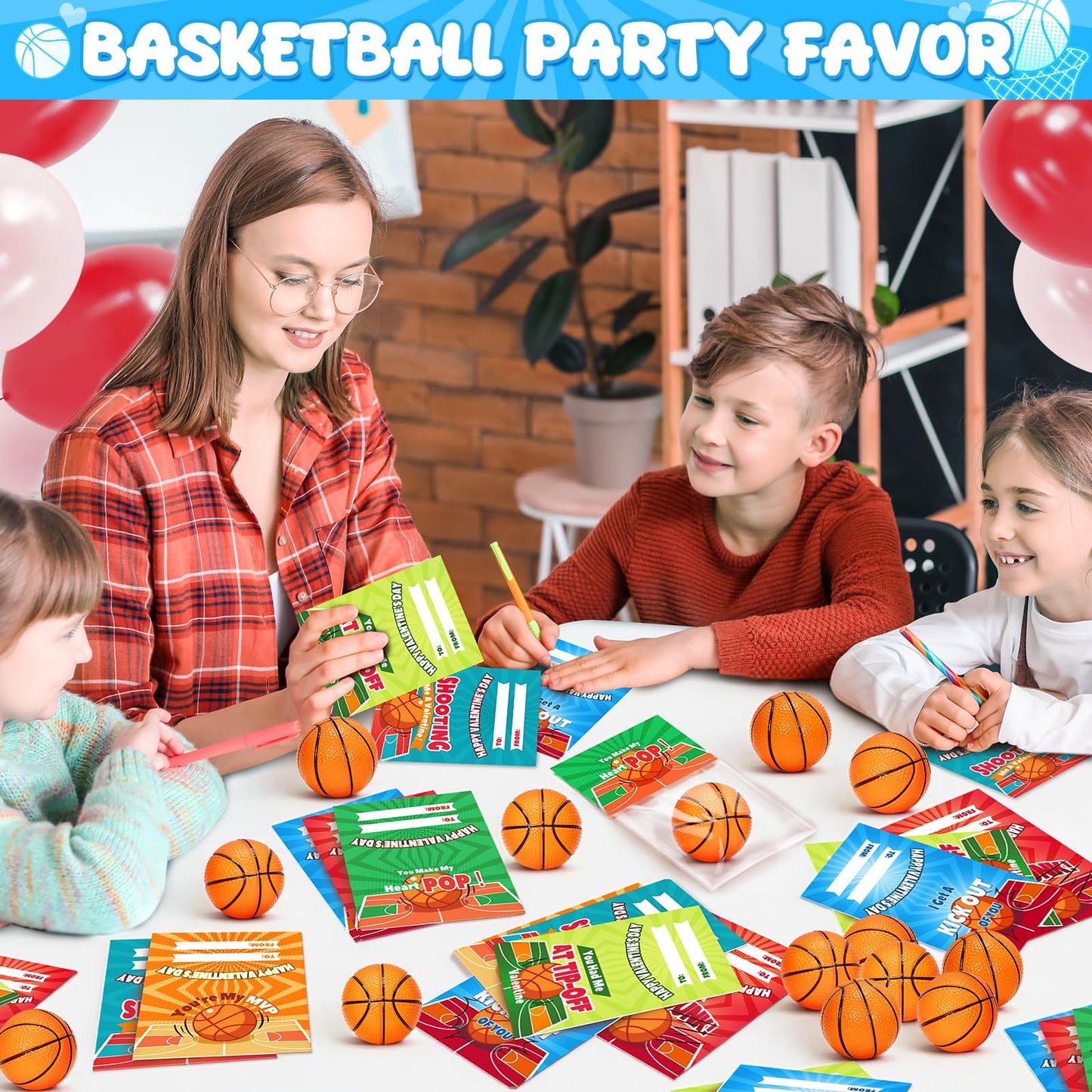 Valentine's Day Gifts for Kids – 28 Mini Foam Basketball Cards | polokping