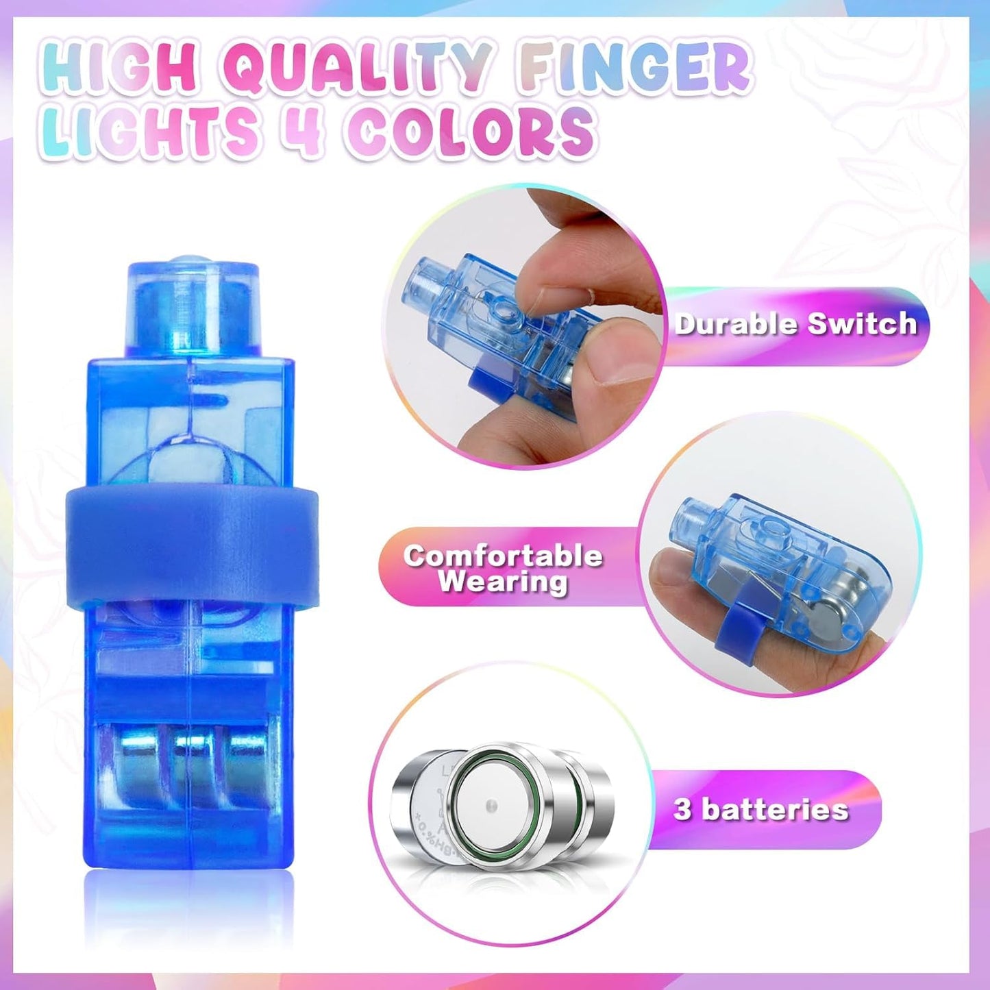 Polokping Valentines Day Gifts for Kids - 28 LED Finger Lights & Cards | Classroom Favors