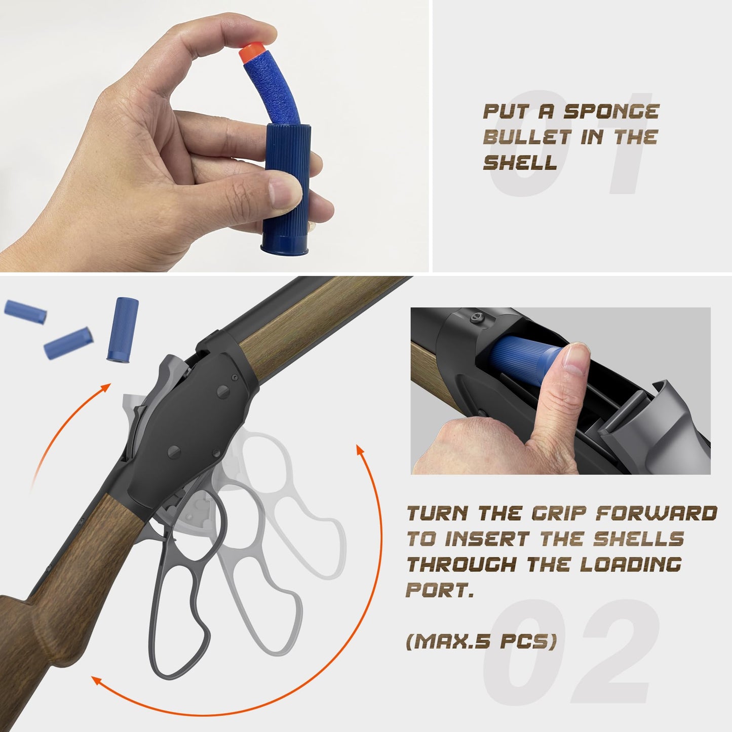 Poloma Shell Ejecting Toy Gun – Lever-Action, Soft Bullets, 14+ Play