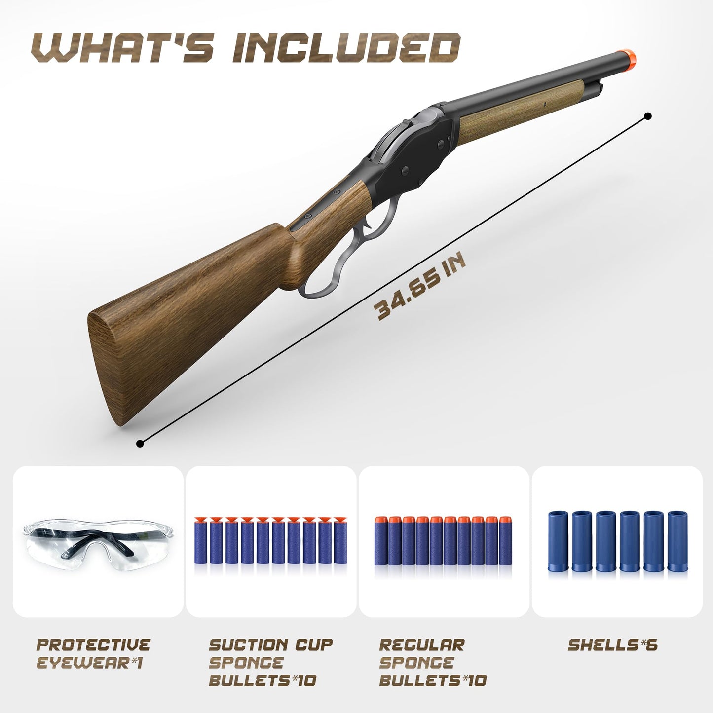 Poloma Shell Ejecting Toy Gun – Lever-Action, Soft Bullets, 14+ Play