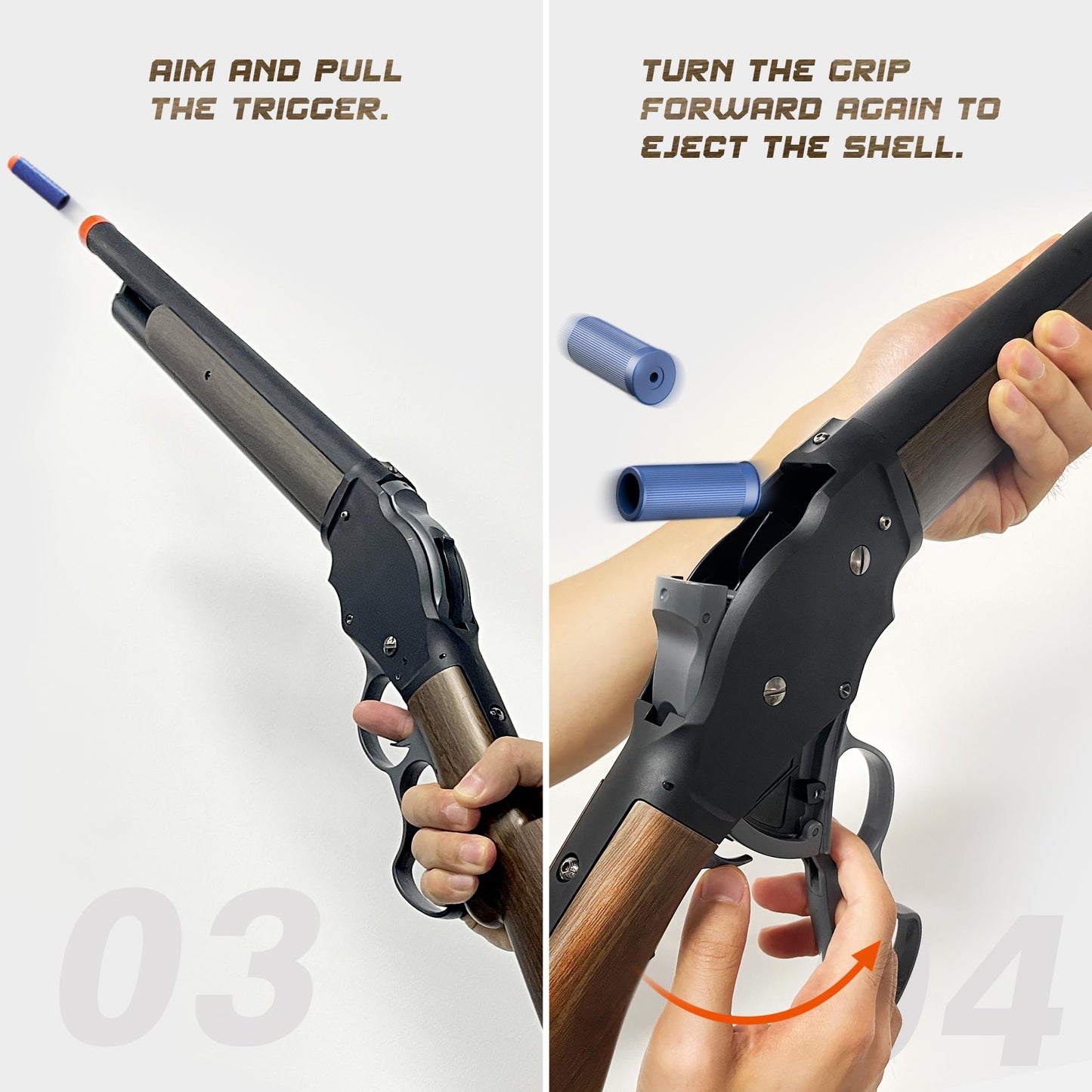 Poloma Shell Ejecting Toy Gun – Lever-Action, Soft Bullets, 14+ Play