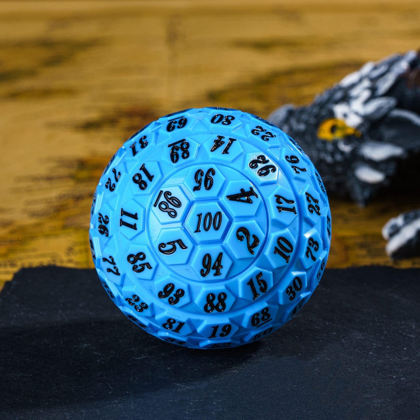 Poludie 100-Sided D100 Dice in Blue with Leather Pouch – 48mm