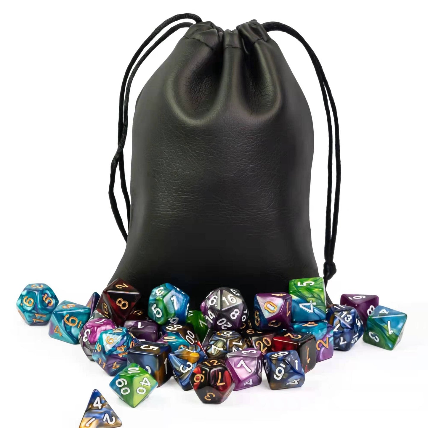 Poludie 5 Sets DND Dice Polyhedral Dice Set (35pcs) with Leather Bag — Double-Color D&D Dice for RPGs