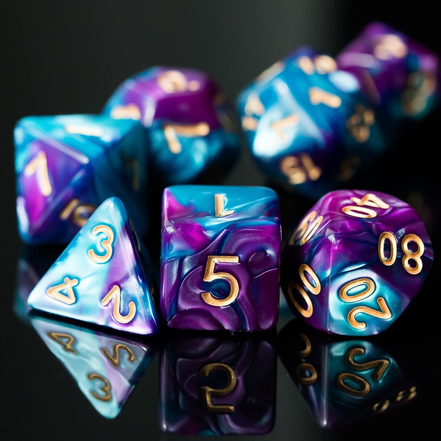 Poludie 5 Sets DND Dice Polyhedral Dice Set (35pcs) with Leather Bag — Double-Color D&D Dice for RPGs