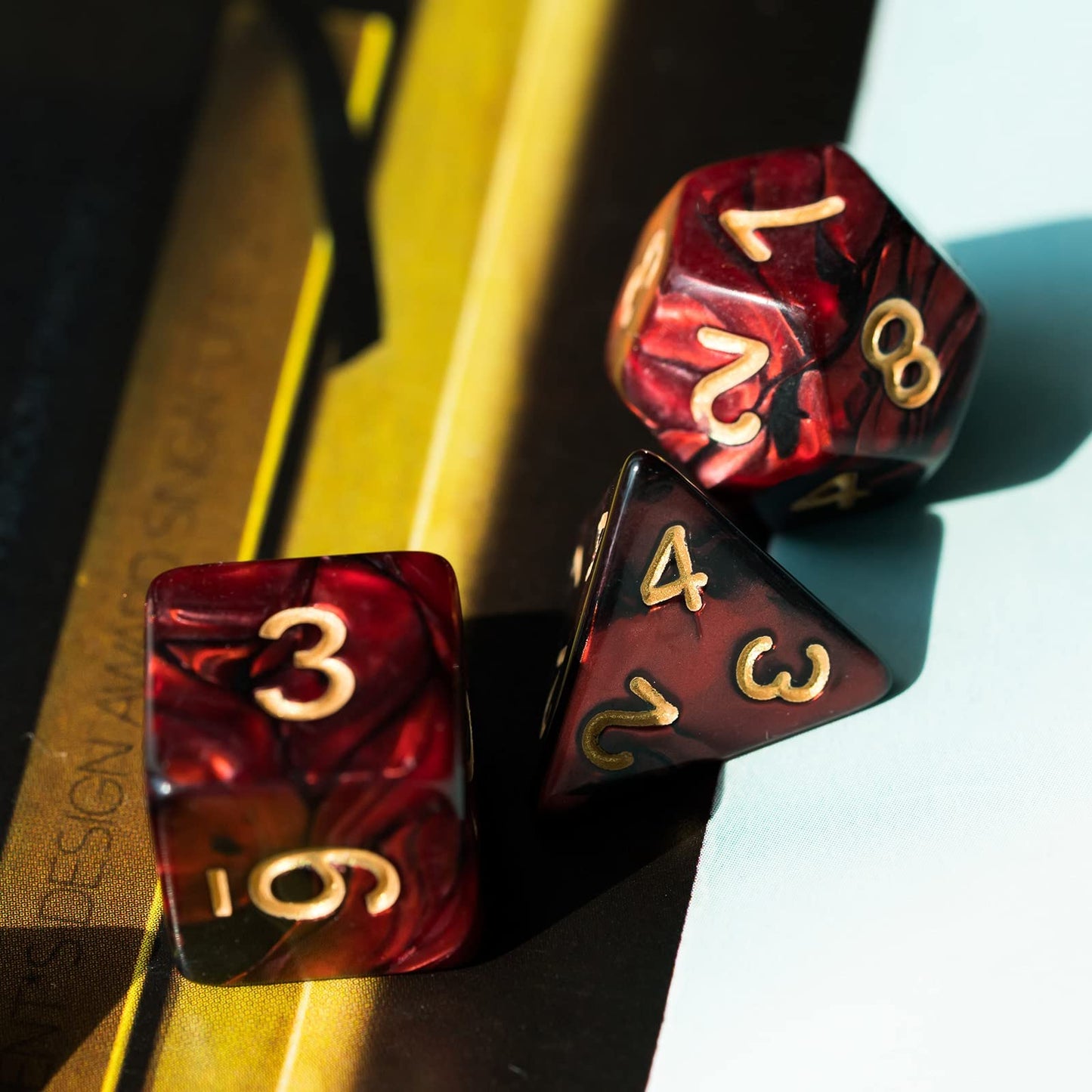 Poludie 5 Sets DND Dice Polyhedral Dice Set (35pcs) with Leather Bag — Double-Color D&D Dice for RPGs