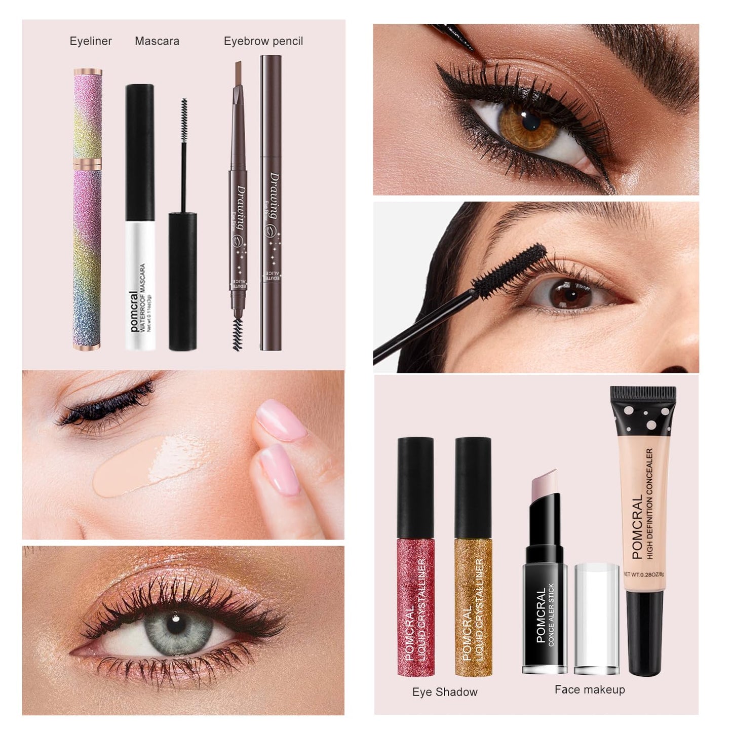 Pomcral Make up Sets for Teens 10-12 | Eyeshadow Palette, Lip Gloss, Brushes & Makeup Bag