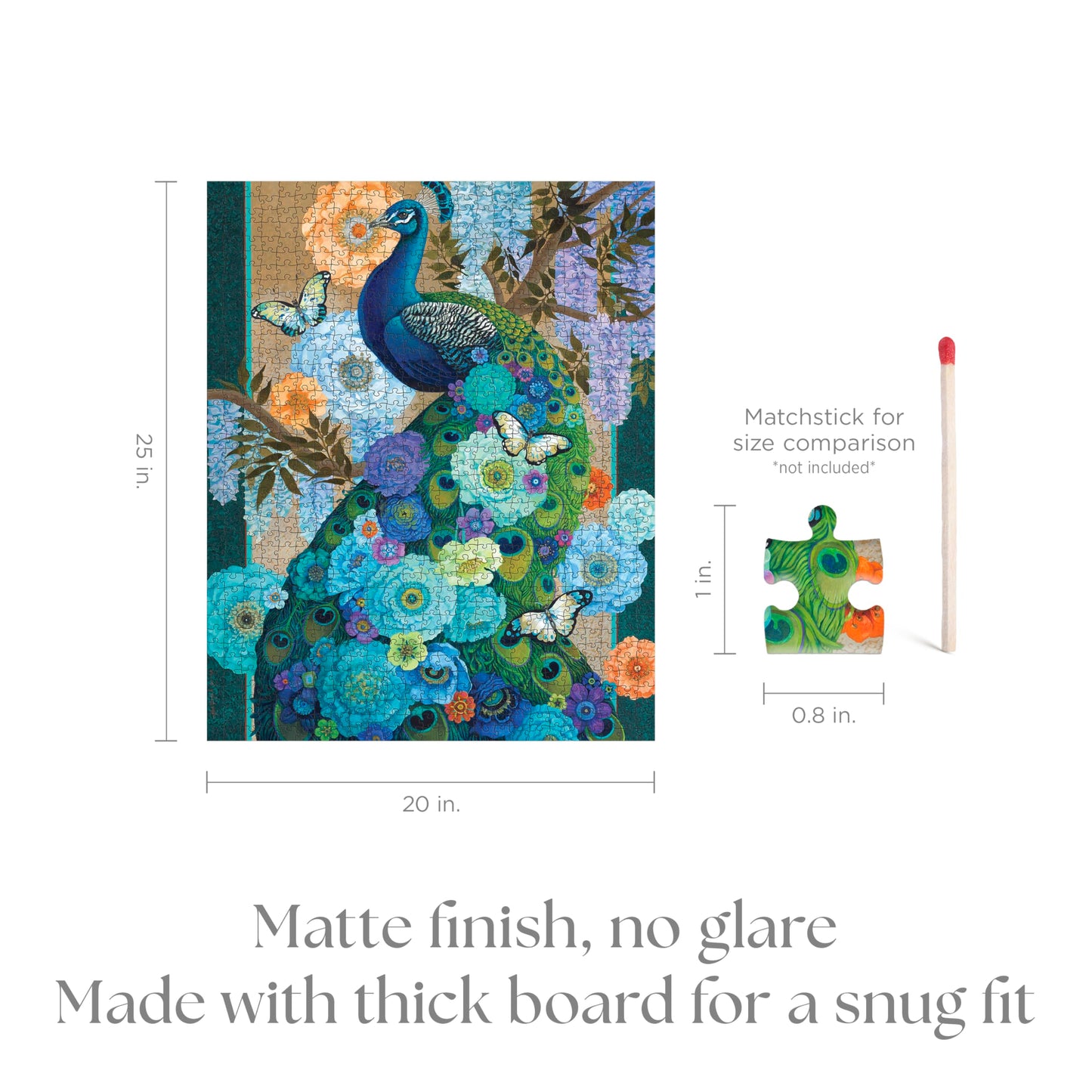 Pomegranate 1000-Piece Jigsaw Puzzle – Floral Peacock by David Galchutt | Snug Fit & Matte Finish