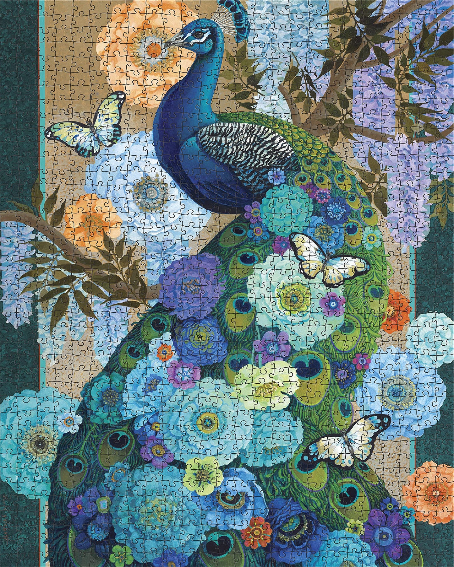 Pomegranate 1000-Piece Jigsaw Puzzle – Floral Peacock by David Galchutt | Snug Fit & Matte Finish