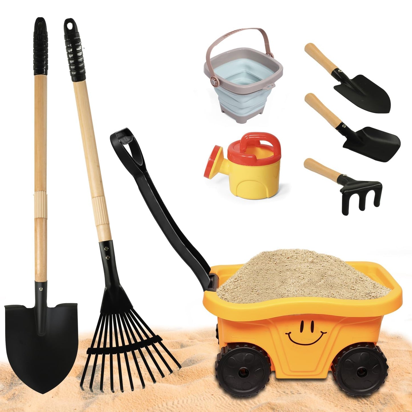 POMIKU Toddlers Gardening Set with Wagon – 7-Piece Outdoor Garden Toys for Ages 2-5