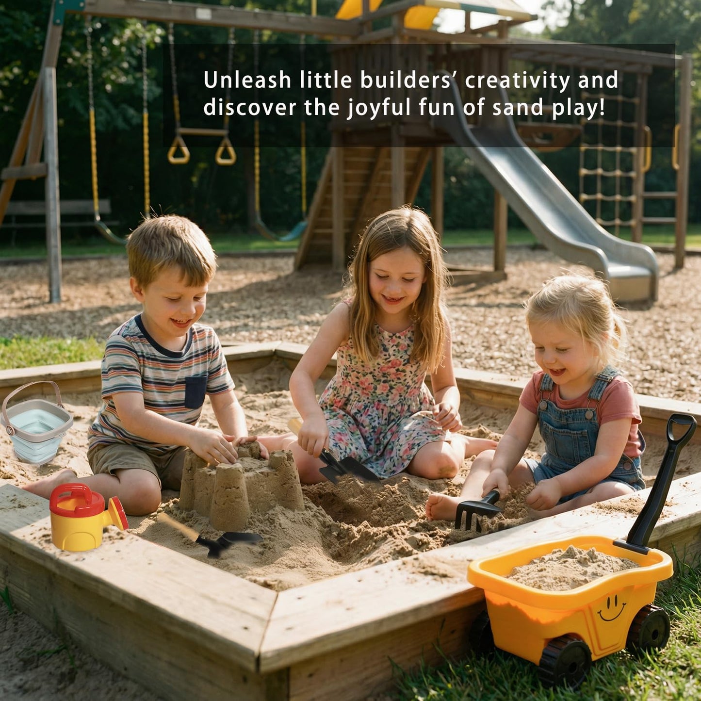 POMIKU Toddlers Gardening Set with Wagon – 7-Piece Outdoor Garden Toys for Ages 2-5