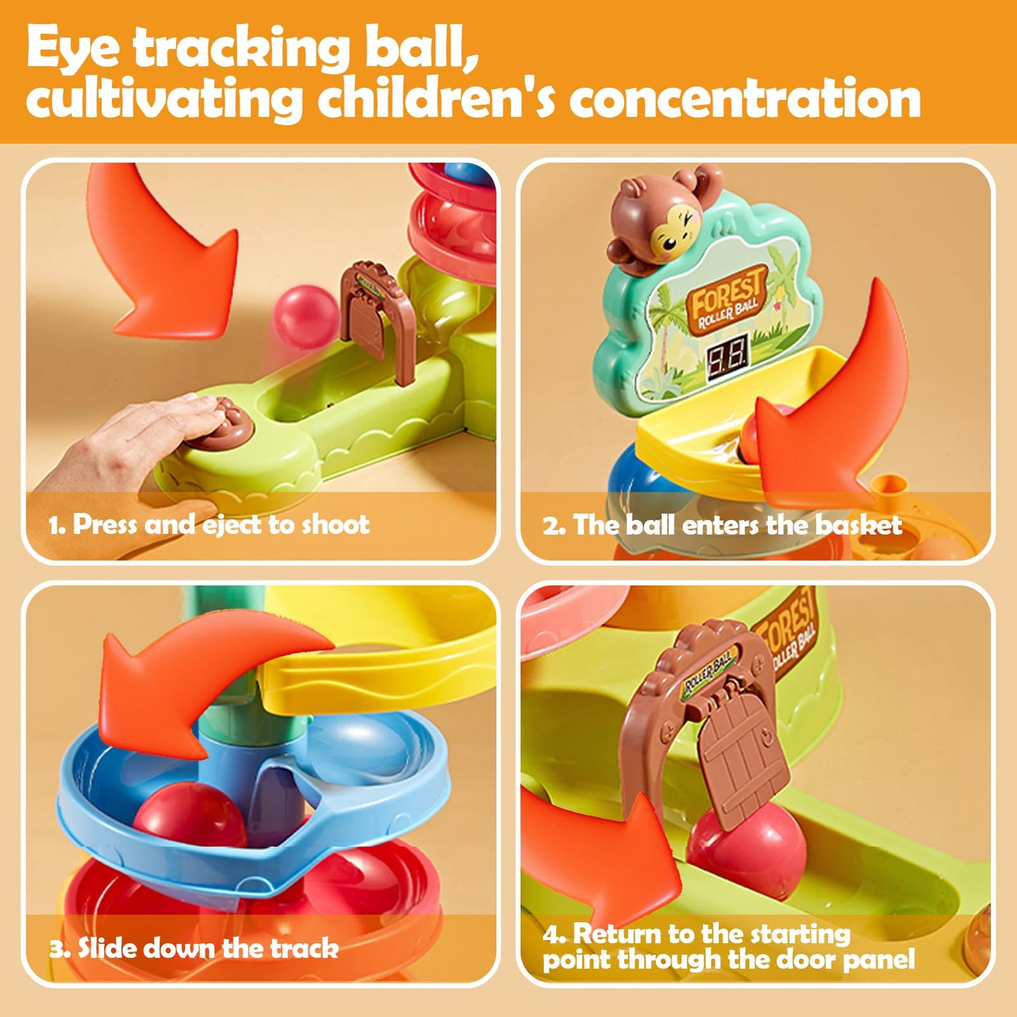 Ponilyer Children's Pitching Toys - Hammer Hitting, Shooting, Track & Count for Toddlers 1-5