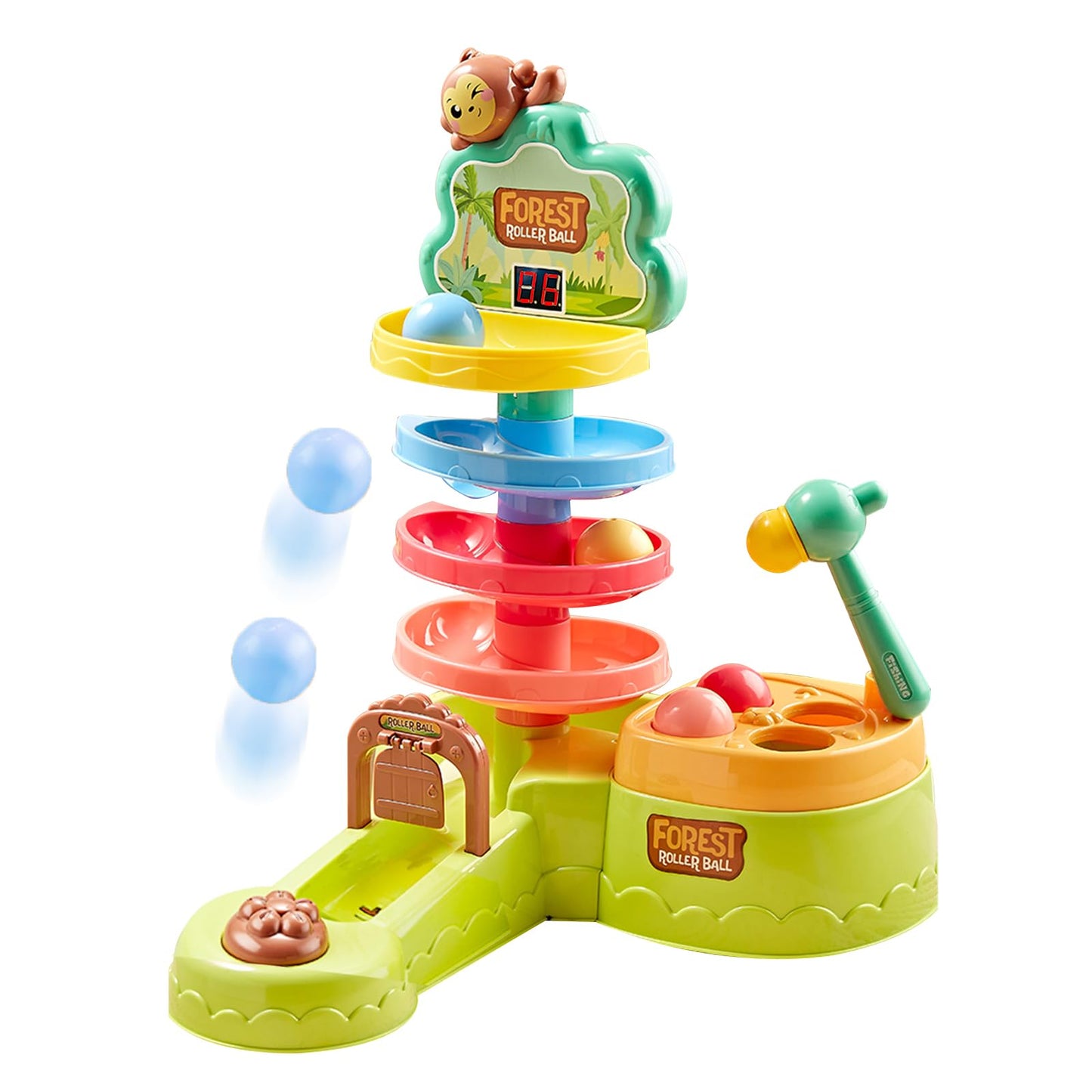 Ponilyer Children's Pitching Toys - Hammer Hitting, Shooting, Track & Count for Toddlers 1-5
