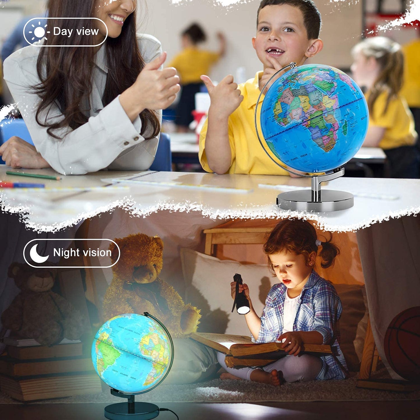 POOCCI 6in1 Illuminated World Globe – Day & Night Learning for All Ages