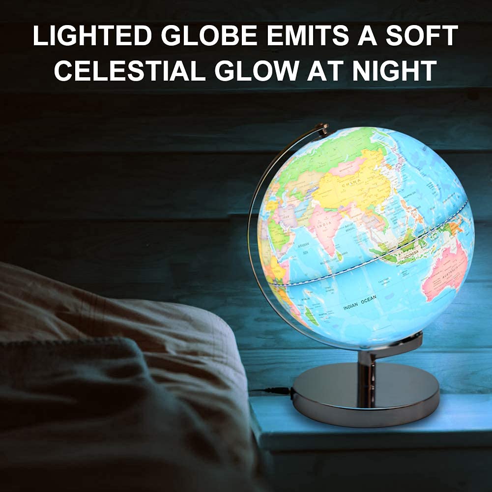 POOCCI 6in1 Illuminated World Globe – Day & Night Learning for All Ages