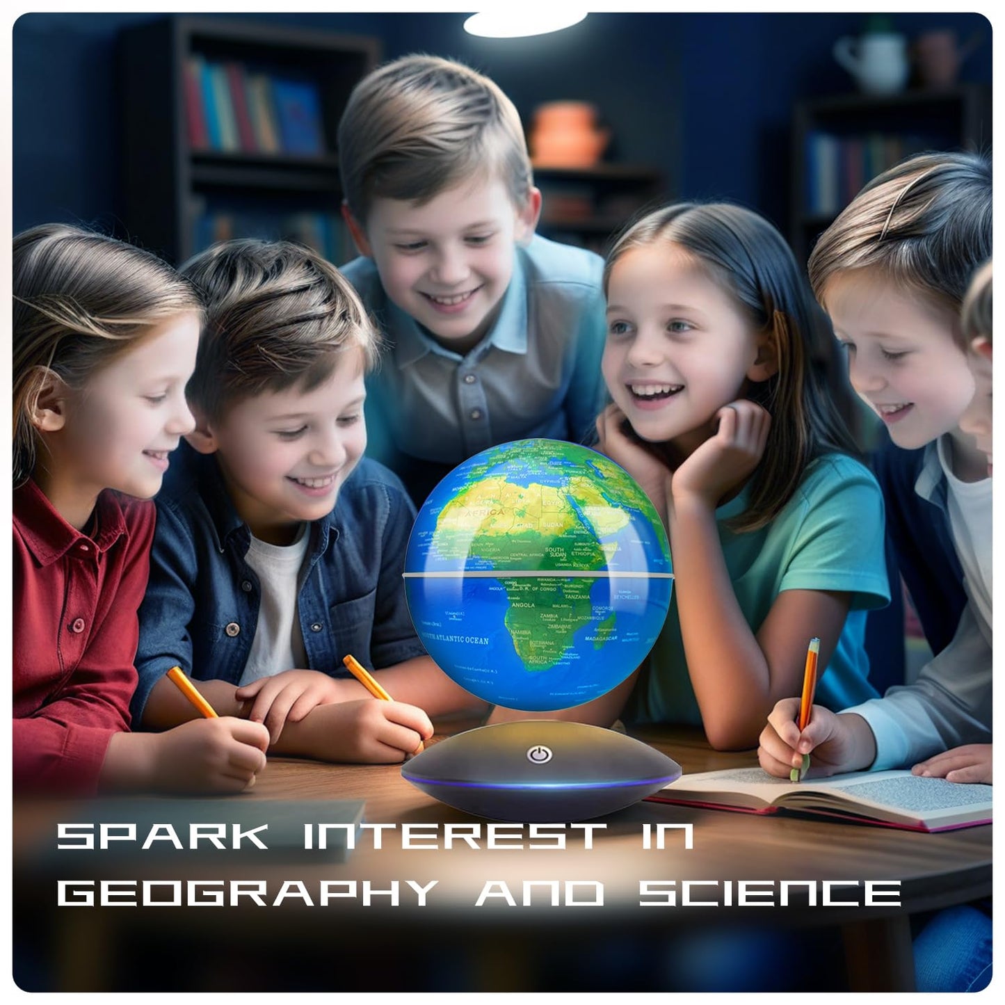 Poojaed Magnetic Levitating Globe with LED Light – 16 Colors, Desk Decor Gift