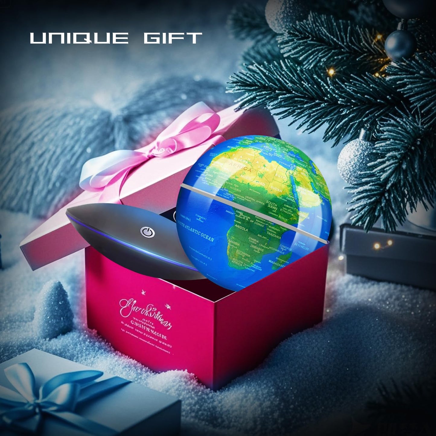 Poojaed Magnetic Levitating Globe with LED Light – 16 Colors, Desk Decor Gift