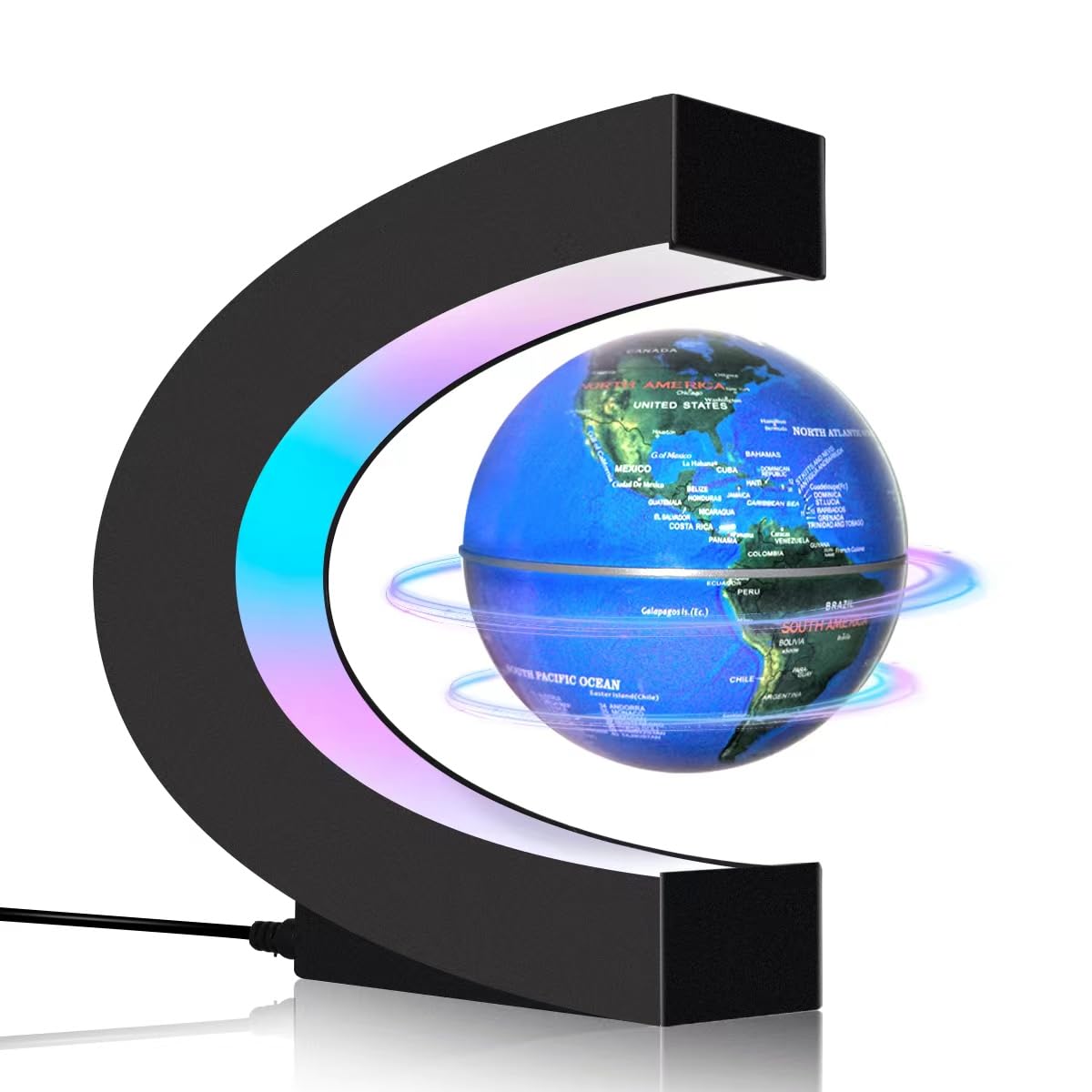 Poojaed Magnetic Levitating Globe with LED Lights – Futuristic Desk Decor & Gift