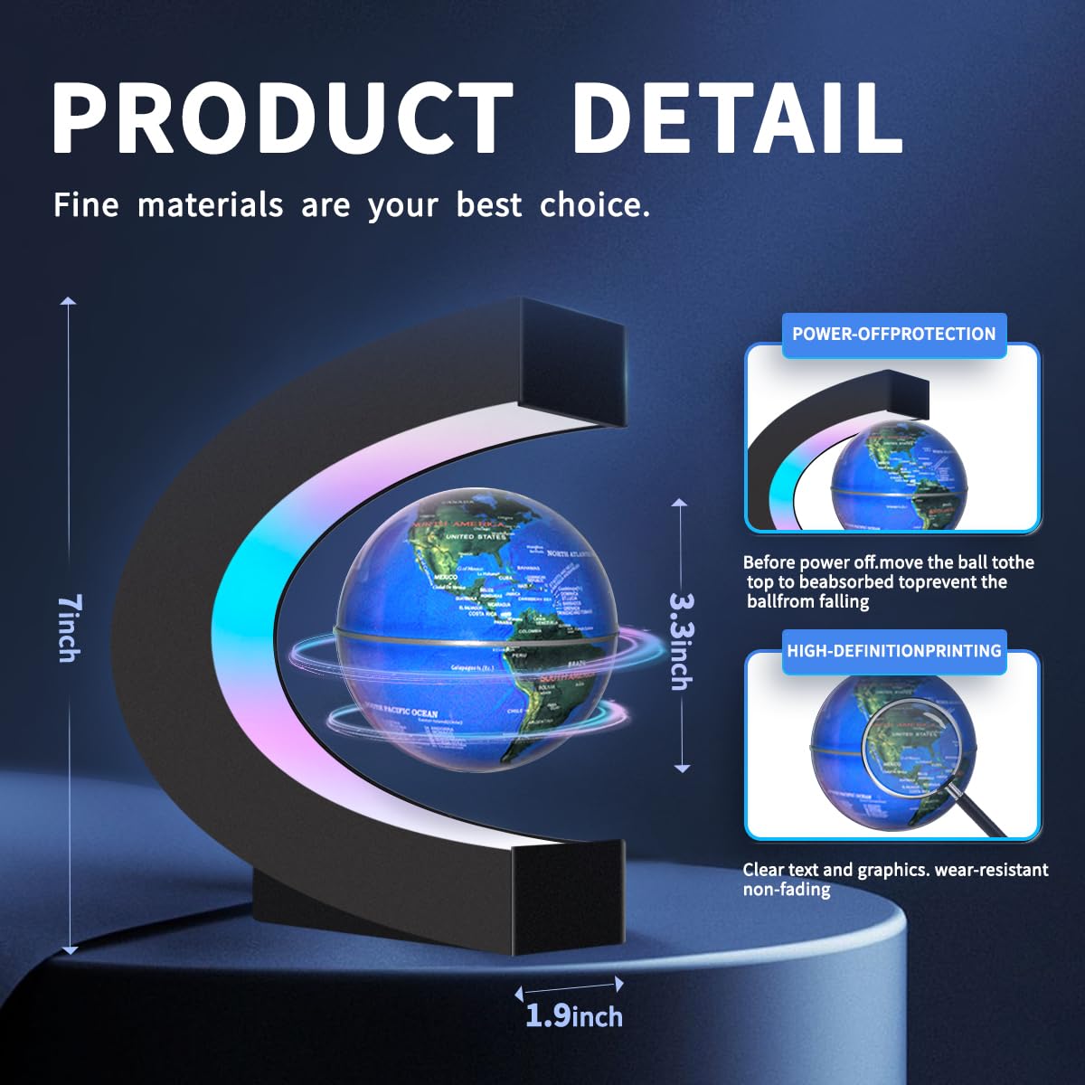 Poojaed Magnetic Levitating Globe with LED Lights – Futuristic Desk Decor & Gift