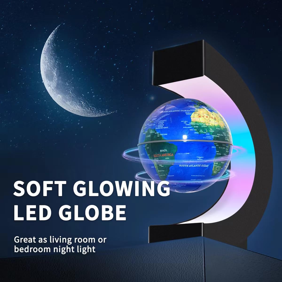 Poojaed Magnetic Levitating Globe with LED Lights – Futuristic Desk Decor & Gift
