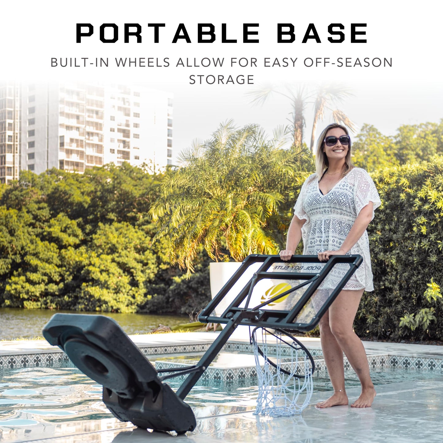 POOL BOY SPORTS Pool Basketball Hoop – All-in-One Set with 3 Balls, Pump & Tools