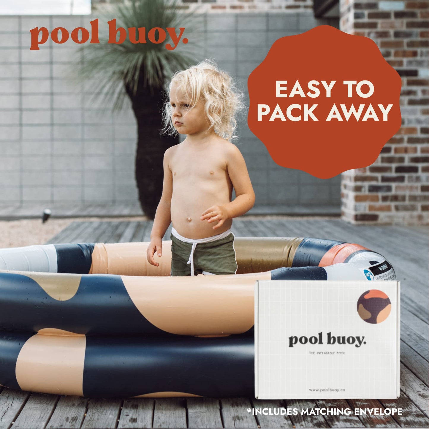 Pool Buoy Round Inflatable Pool with Storage Bag | 65-Inch Family Backyard Pool