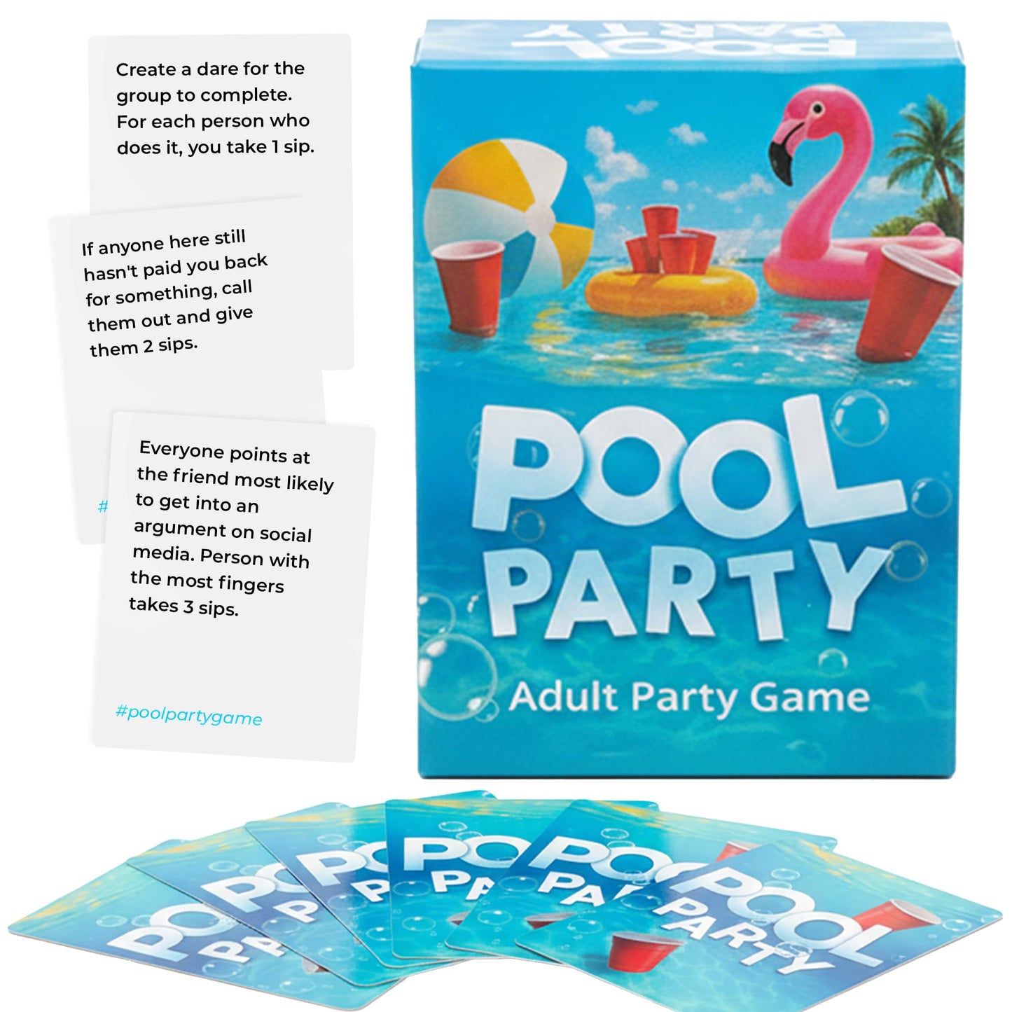 Pool Party Adult Pool Card Game — Waterproof, 100 Cards, 2-8 Players