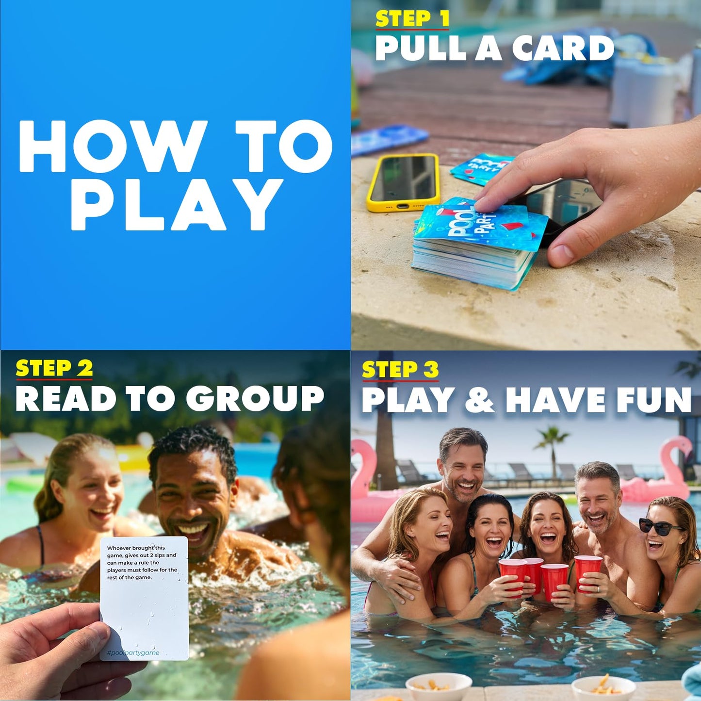 Pool Party Adult Pool Card Game — Waterproof, 100 Cards, 2-8 Players