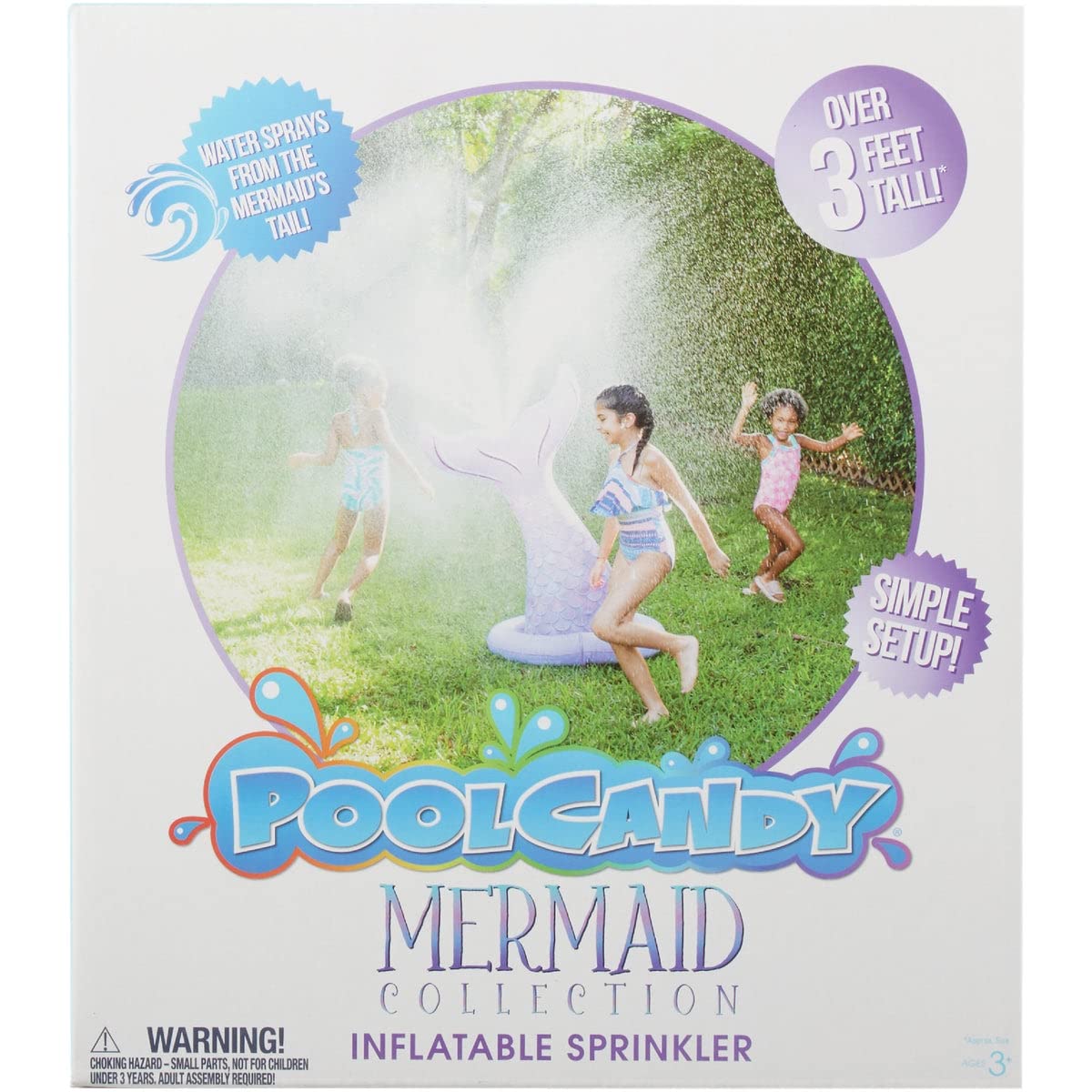 PoolCandy Mermaid Print Inflatable Toys – Mermaid Tail Sprinkler, Pool Floats & More