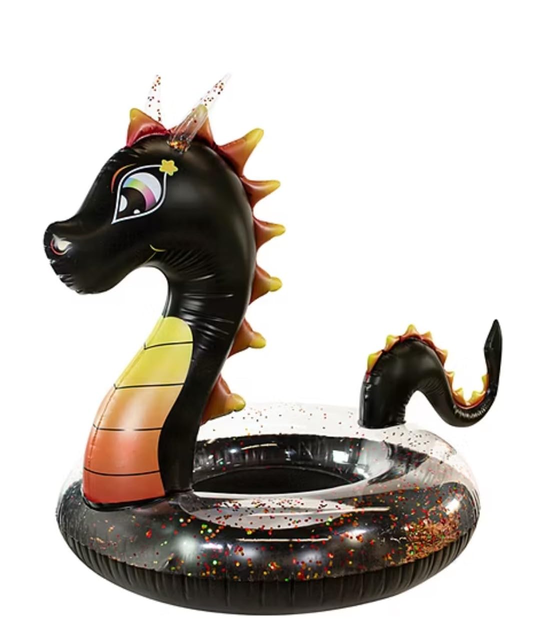 Poolcandy Black Sea Dragon 40-inch Inflatable Pool Tube with Glitter