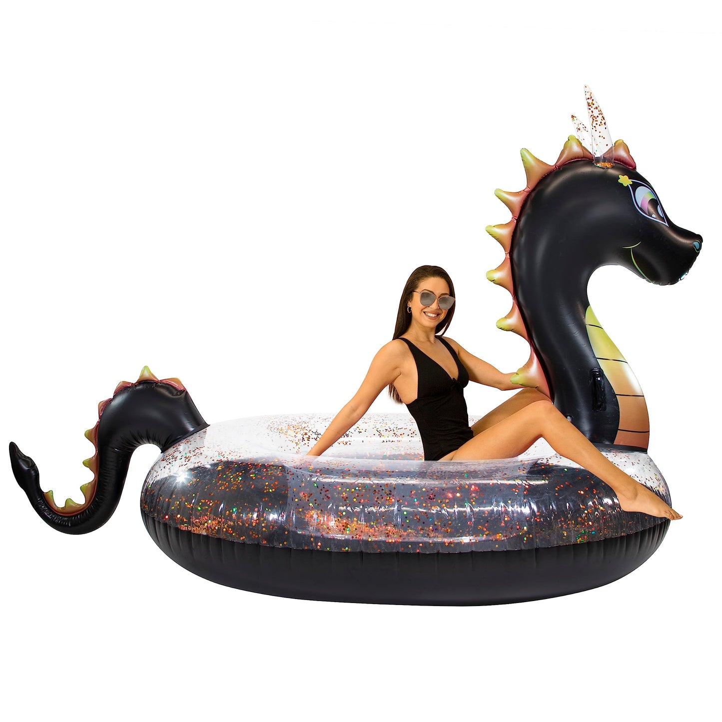 PoolCandy Gigantic Sea Dragon Inflatable Raft for 2–3 People | 120” x 48” x 54”
