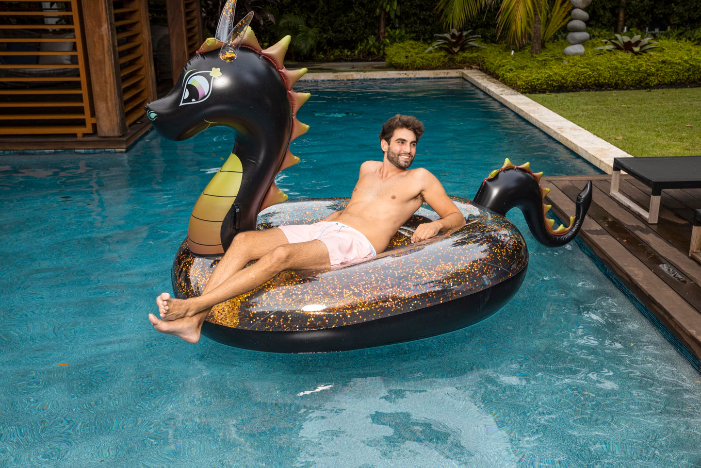 PoolCandy Gigantic Sea Dragon Inflatable Raft for 2–3 People | 120” x 48” x 54”