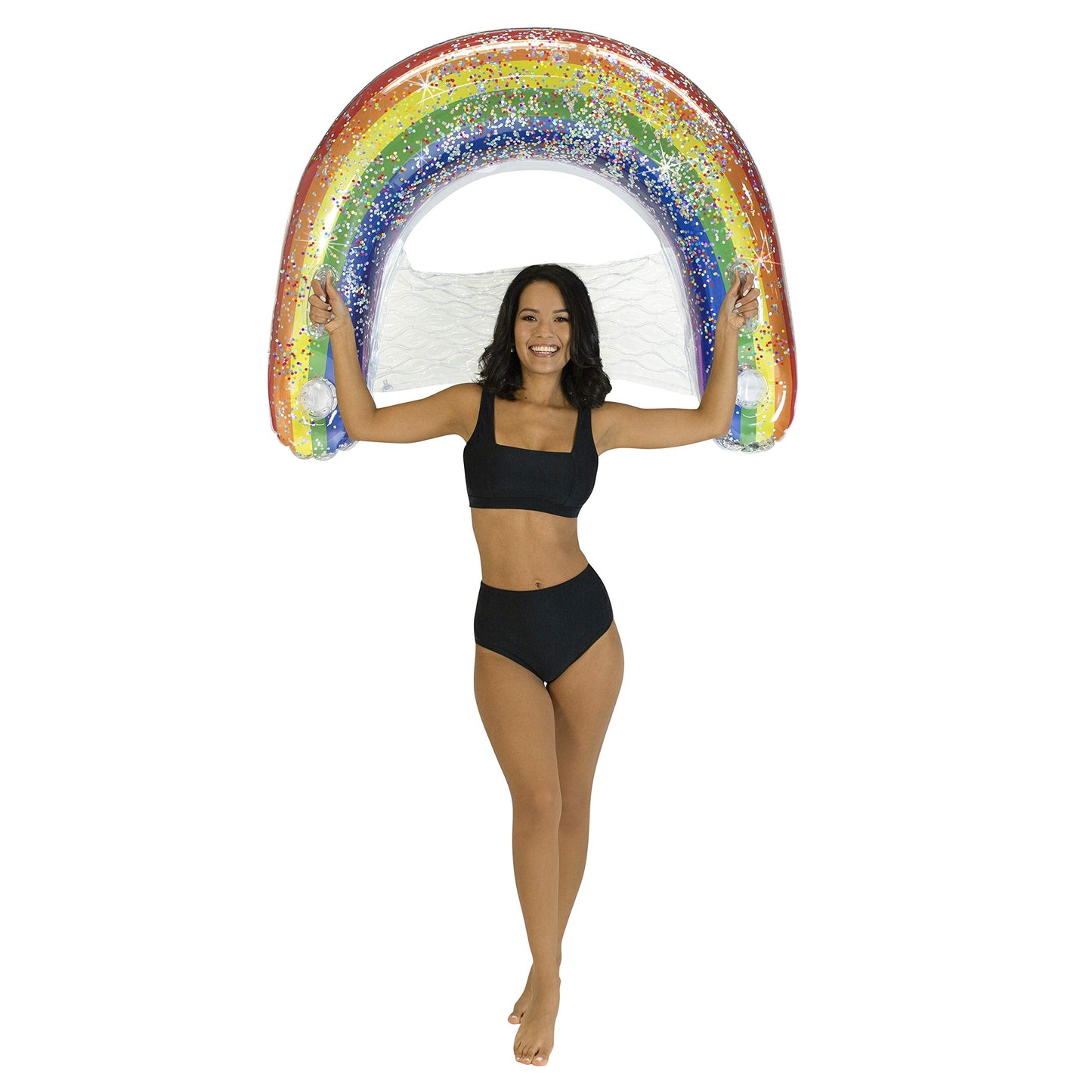 PoolCandy Sun Chair Water Raft – Rainbow Haze Floating Pool Chair