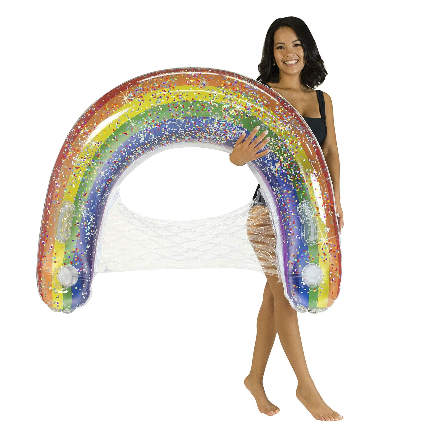 PoolCandy Sun Chair Water Raft – Rainbow Haze Floating Pool Chair