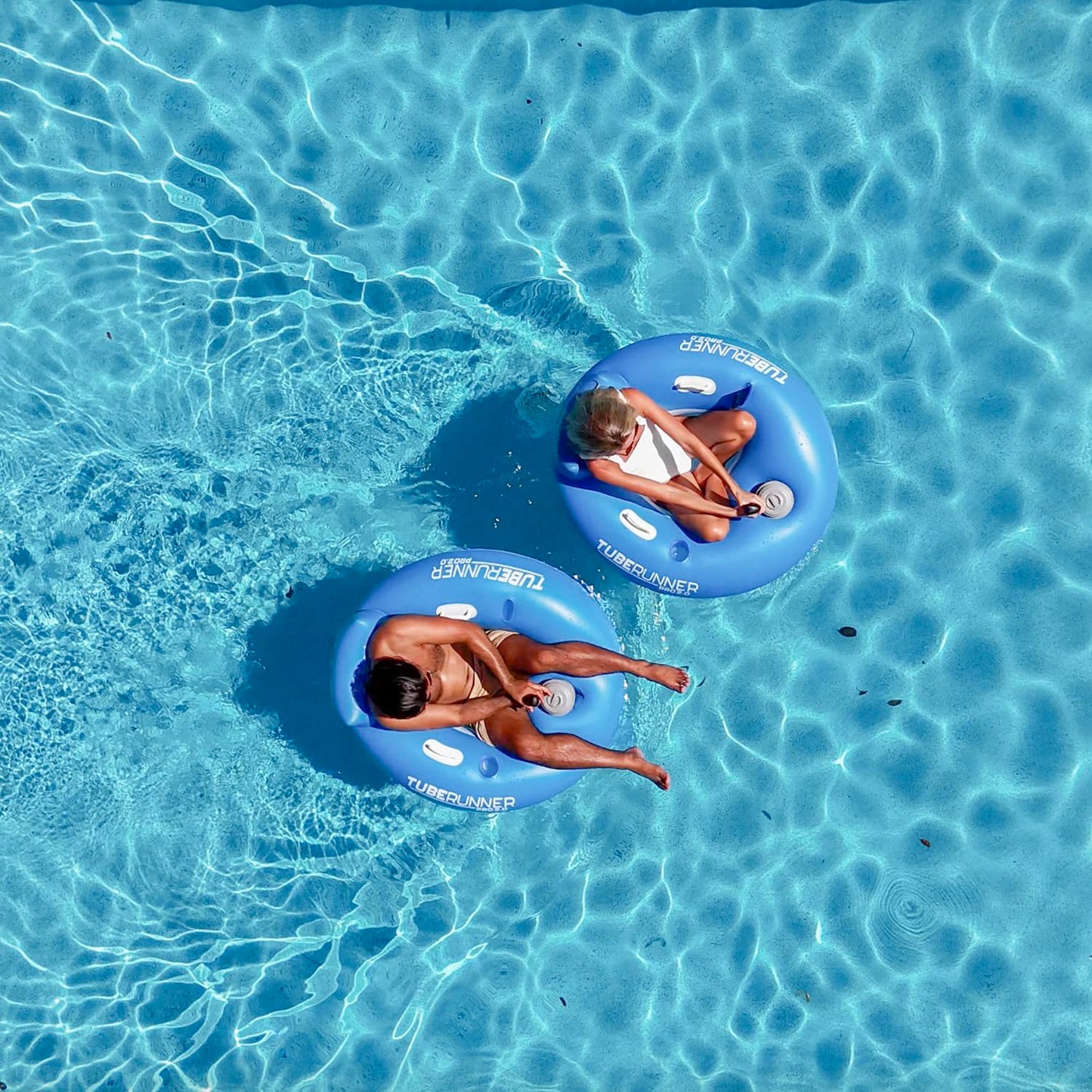 PoolCandy Tube Runner Pro 2.0 – Motorized Pool Tube for Adults with Joystick Control (Blue)