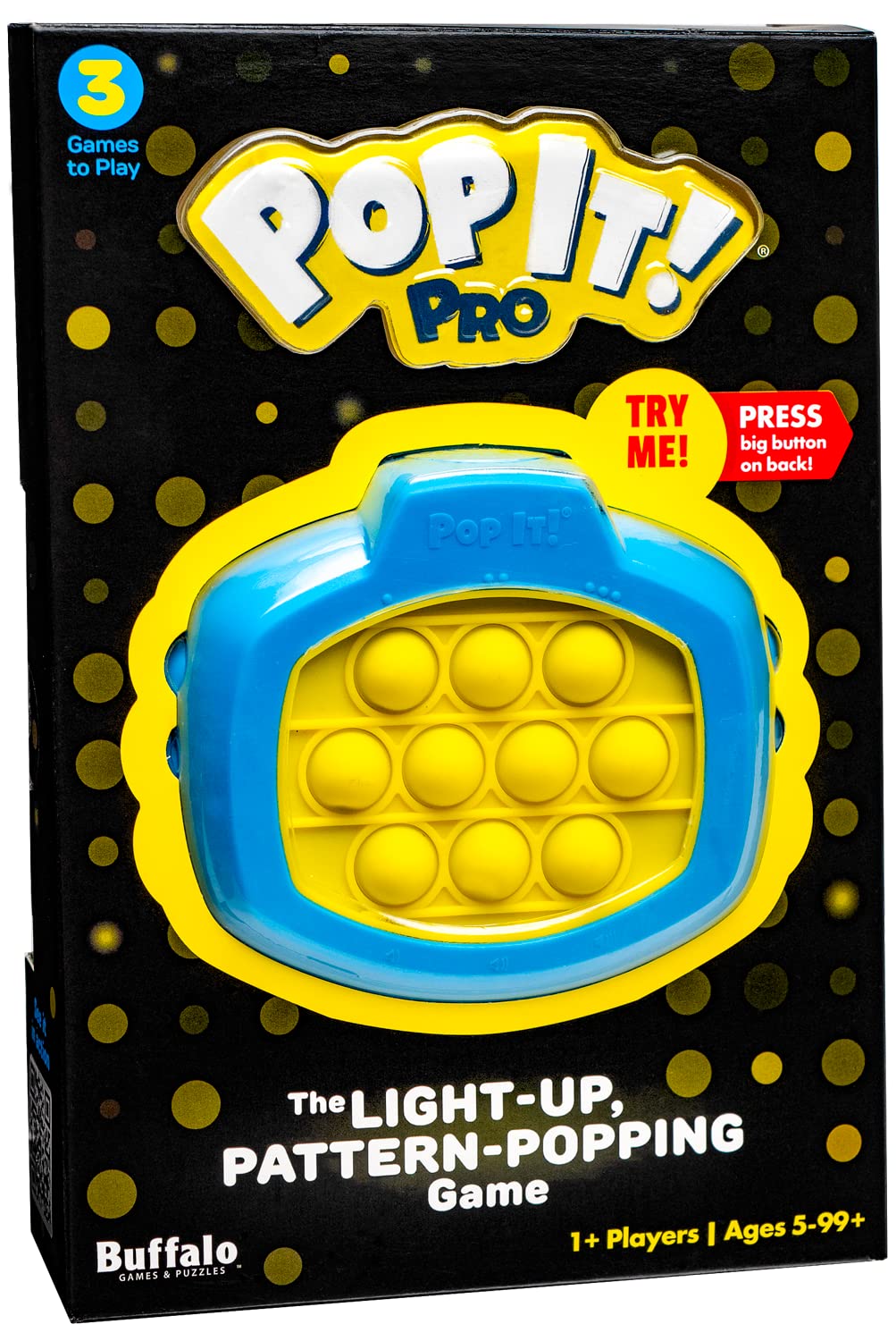 Pop It! Pro for Kids - Original Light-Up Bubble Pop Game by Buffalo (Blue & Yellow)
