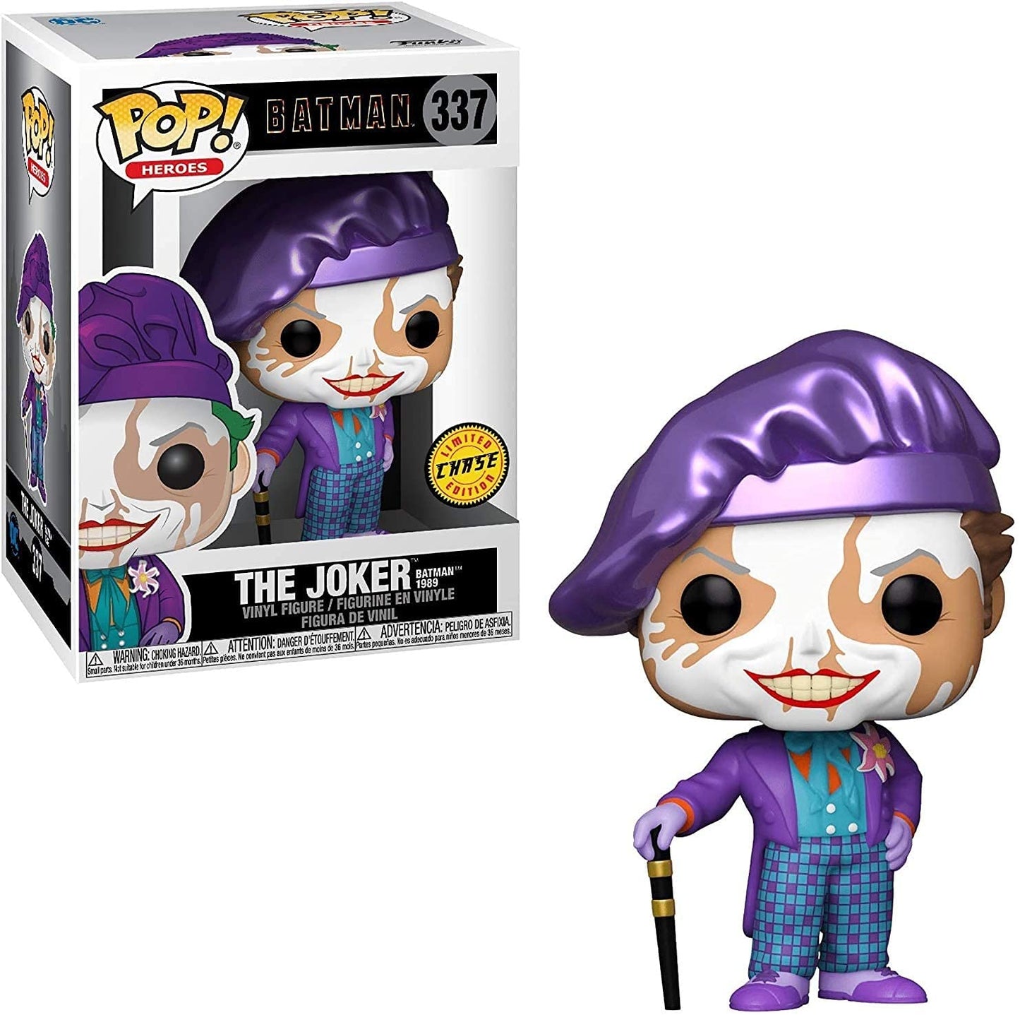 POP DC Heroes Joker 1989 Edition Chase – Funko Vinyl Figure with Box Protector | Batman 80th