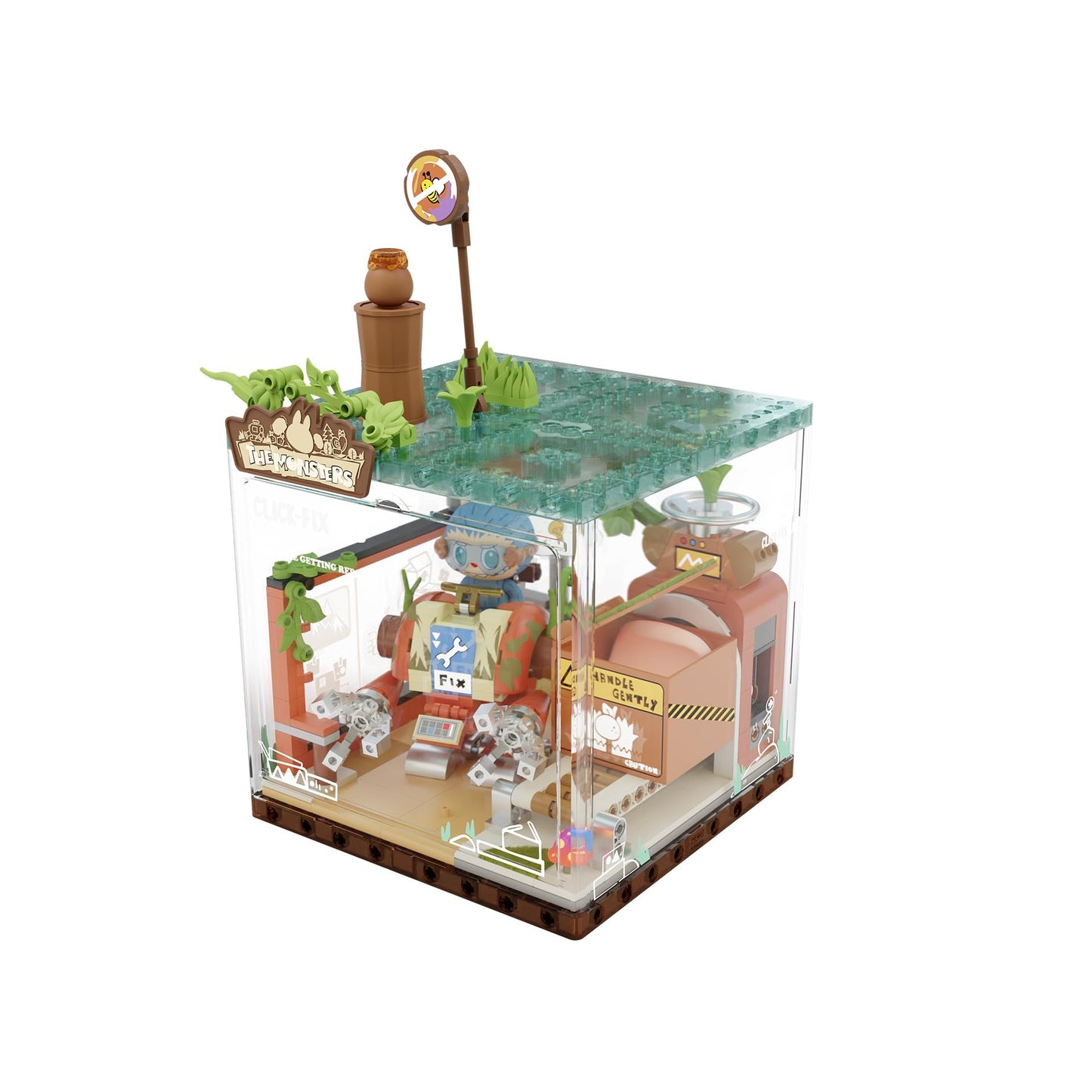 POP MART The Monsters Forest Secret Base Series Blocks-Click-Fix Lab | Labubu Building Toy Set