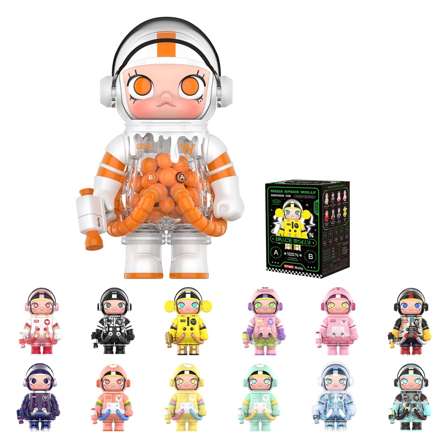 POP MART MEGA Space Molly 2-B Blind Box Figures – Random Collectibles for Desk Decor