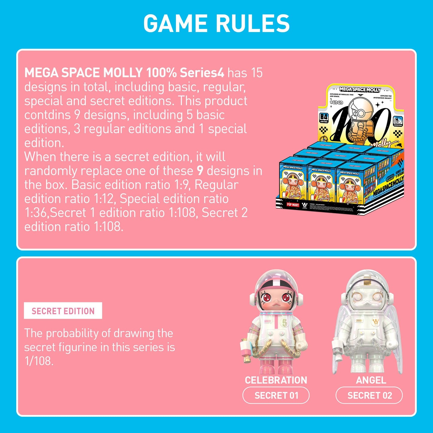 POP MART MEGA Space Molly 100% Series4 – 9 Blind Box Figures Collectibles